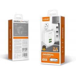 LDNIO A201 FAST CHARGER 2.4A DUAL USB 12W TYPE-C EU PLUG - 1M 