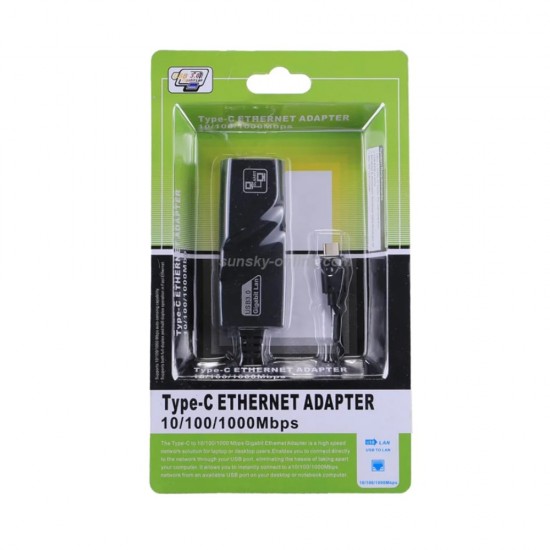 TYPE C TO 10/100/1000 MBPS GIGABIT HIGH SPEED ETHERNET ADAPTER