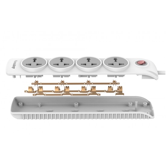 HUNTKEY SZN401 2500W 4 PORTS EU PLUG POWER STRIP FLAME RETARDANT MATERIAL - 1.8M