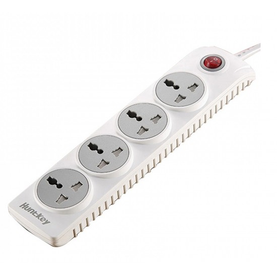 HUNTKEY SZN401 2500W 4 PORTS EU PLUG POWER STRIP FLAME RETARDANT MATERIAL - 1.8M