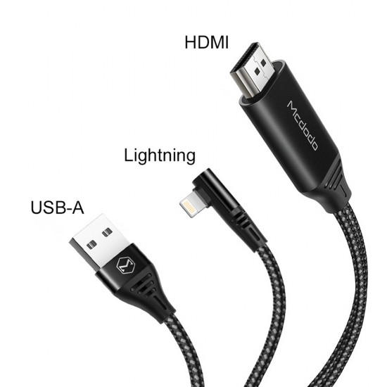 MCDODO LIGHTNING TO HDMI CABLE PLUG AND PLAY 2M LENGTH SUPPORT ULTRA HD 4K