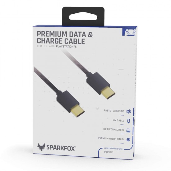 SPARKFOX TYPE -C TO TYPE-C 4M PREMIUM BRAIDED DATA AND CHARGE CABLE FOR XBOX SERIES X/S AND PS5