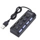 USB 2.0 HUB HIGH SPEED 480MBPS SUPPORT 500GB 4 PORT WITH ON/OFF-SWITCH AND LED