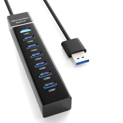 USB 3.0 HUB 7 PORTS SUPERSPEED 5GBPS WITH LED INDICATOR
