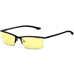 GUNNAR EMISSARY BLUE LIGHT FILTER ALUMINUM MAGNESIUM ALLOY COMPUTER GLASSES - ONYX FRAME AMBER LENS TINT