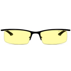 GUNNAR EMISSARY BLUE LIGHT FILTER ALUMINUM MAGNESIUM ALLOY COMPUTER GLASSES - ONYX FRAME AMBER LENS TINT