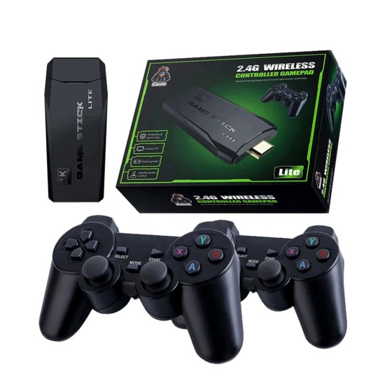 GAMESTICK M8 VIDEO GAME CONSOLE 2.4G WIRELESS CONTROLLER GAMEPAD 4K WITH 10000 BUILT IN GAMES FOR PS1/ATARI/GB/FC/CPS