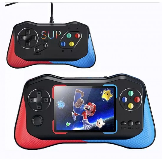 GAMEJOY STICK Q12 HANDHELD RETRO WITH 3.5-INCH DISPLAY AND 500 BUILT-IN GAMES REMOTE SENSING GAME CONSOLE - RED/BLUE