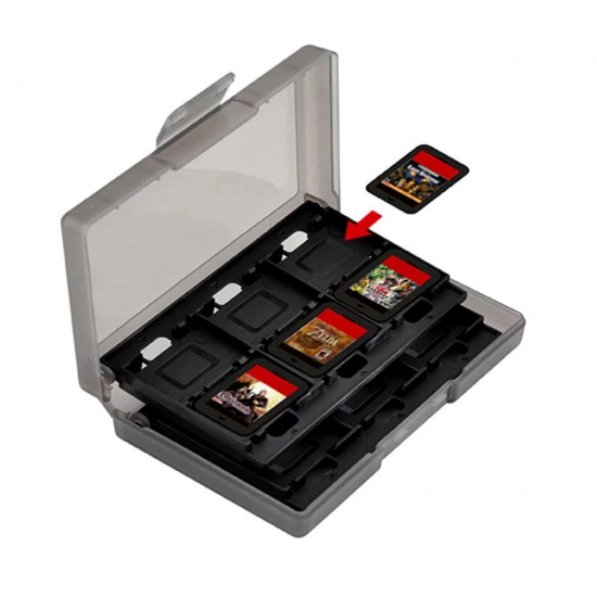 DOBE GAME CARD STORAGE BOX UP TO 24 CARDS INCLUDED THUMBSTICK CAPS FOR NINTENDO SWITCH