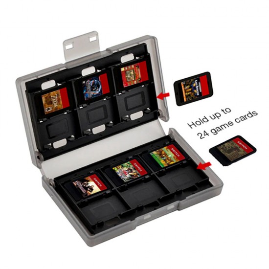 DOBE GAME CARD STORAGE BOX UP TO 24 CARDS INCLUDED THUMBSTICK CAPS FOR NINTENDO SWITCH