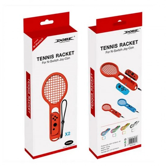 DOBE TENNIS RACKET FOR NINTENDO SWITCH JOY-CON - NEON RED/BLUE