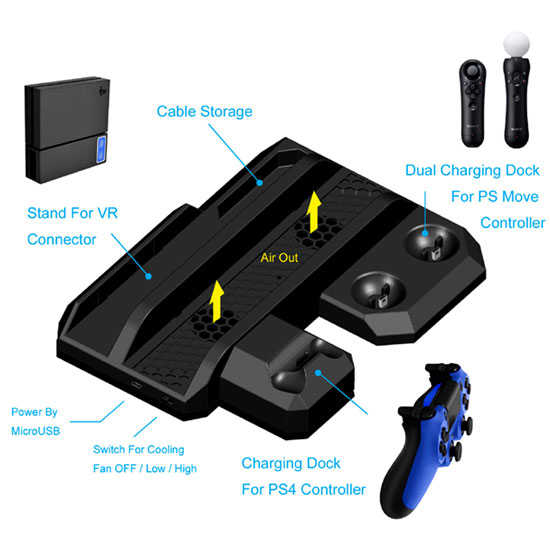 DOBE MULTI-FUNCTION COOLING STAND FOR VR  PS4 SERIES