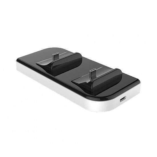 DOBE PS5 DUALSENSE CONTROLLER CHARGER DUAL USB SLIM IC PROTECTION FAST CHARGING WITH REMOVABLE TYPE C PORTABLE CHARGING DOCK - WHITE