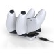 DOBE PS5 DUALSENSE CONTROLLER CHARGER DUAL USB SLIM IC PROTECTION FAST CHARGING WITH REMOVABLE TYPE C PORTABLE CHARGING DOCK - WHITE
