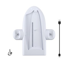 DOBE TP5-3528 TYPE-C 5V 2A WITH RGB COLOR ATMOSPHERE LIGHT CIRCLE FOR PS5 SLIM CONSOLE MULTLFUNCTIONAL COOLING CHARGING DOCK STATION - WHITE