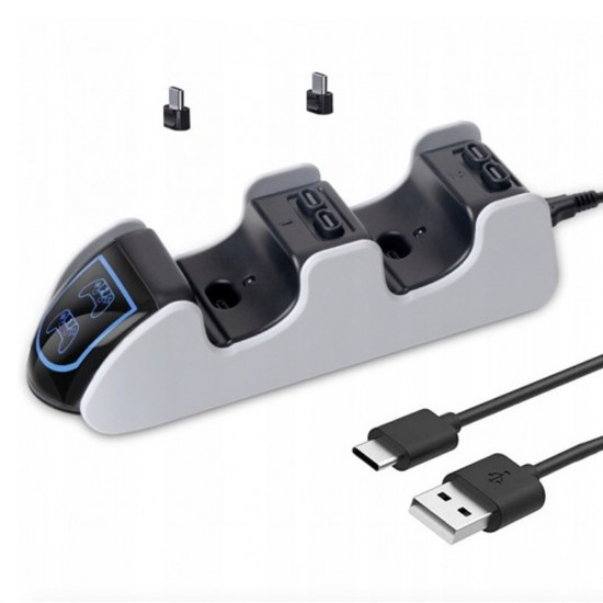 OIVO CHARGING DOCK STATION FOR PS5 UPGRADED WITH BREATHING LED STRAP AND INDICATORS WITH 4 USB-C ADAPTER