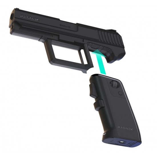 RAGNOK FIREGRIP 12000 DPI VERTICAL GUN GRIP 3311 VIBRATION FEEDBACK DUAL MODE WIRELESS GAMING GUN MOUSE PAW - BLACK