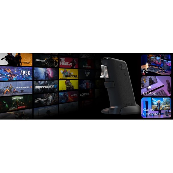 RAGNOK FIREGRIP 12000 DPI VERTICAL GUN GRIP 3311 VIBRATION FEEDBACK DUAL MODE WIRELESS GAMING GUN MOUSE PAW - BLACK