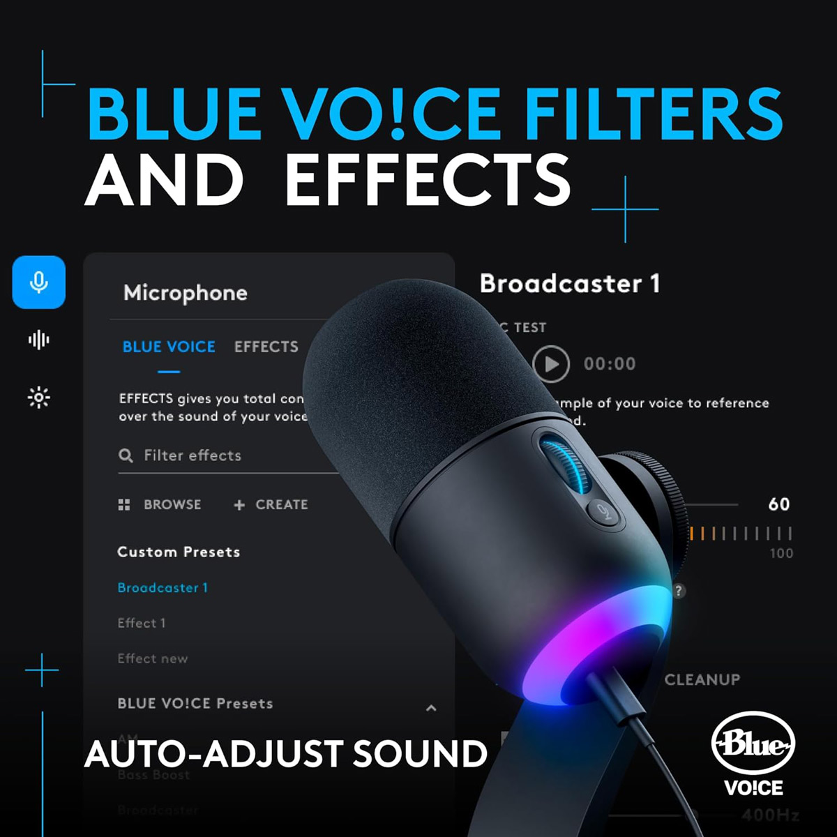 LOGITECH G YETI GX DYNAMIC RGB PODCAST WITH LIGHTSYNC, VOICE BLUE, G ...