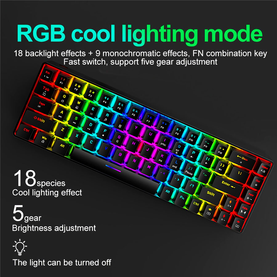 ZIYOULANG T8 RGB 68 KEYS MECHANICAL GAMING KEYBOARD